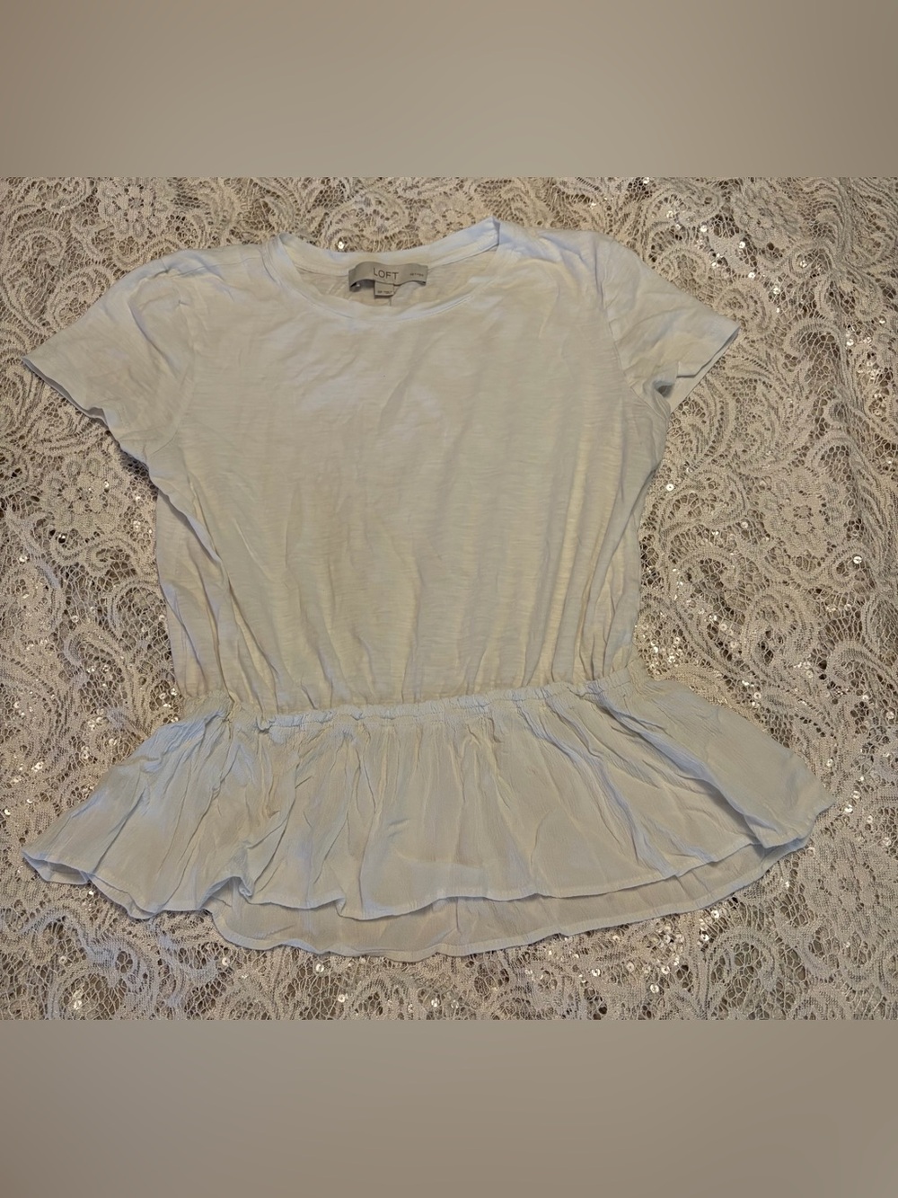 LOFT Pre-loved Women’s White Short-Sleeve Peplum Tee Size S